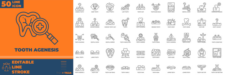 Tooth Agenesis Line Icon Set © Madani Pro