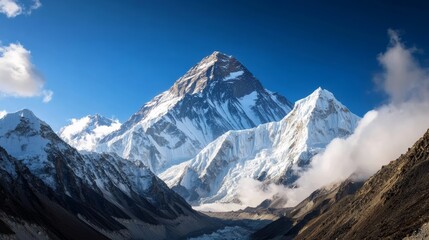 Fototapeta premium Majestic climb to everest peak himalayas landscape photography nature's grandeur aerial view adventure awaits