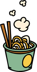 hot take out noodles with chopsticks