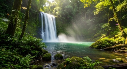 Lush Rainforest Waterfall Serenity Nature Paradise