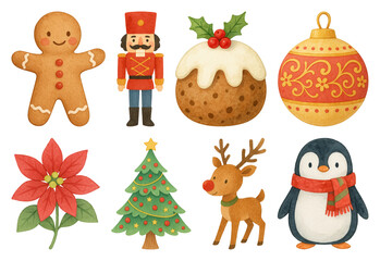 PNG Festive holiday icons collection, element set on transparent background