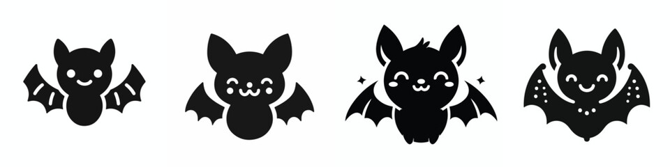 black and white vector cute halloween bat