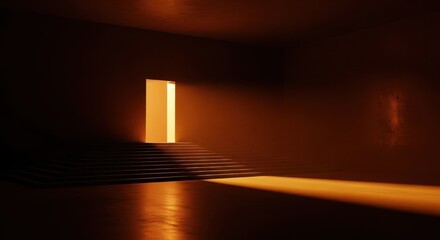 Mysterious Glowing Portal Beckons From Dark Enigmatic Room