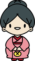 happy japanese woman in traditoinal outfit