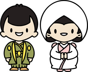 Japanese wedding couple in traditional clothing