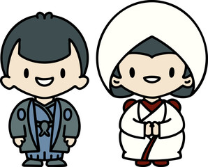 Happy Japanese couple getting married