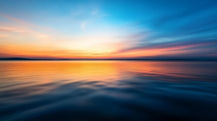 Obraz premium Stunning sunset reflection over tranquil lake nature's beauty serene landscape vibrant colors peaceful atmosphere