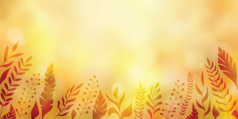 Dry grass against blurred autumn background, nature frame, vector design