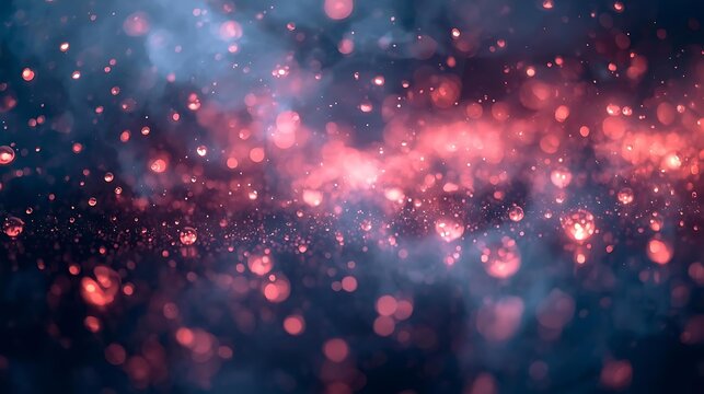 Abstract background of glowing red and blue particles resembling a nebula or galaxy.