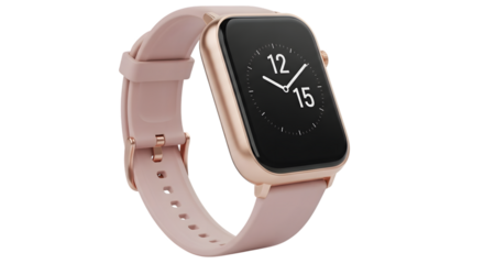 Modern smartwatch with pink band displaying time and notifications