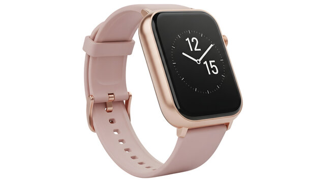 Modern smartwatch with pink band displaying time and notifications