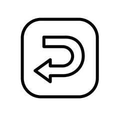 Simple Outline Rounded Square Undo Arrow Icon Shape Illustration