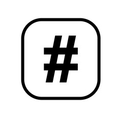 Simple Line Art Hashtag Symbol Inside Rounded Square Shape Icon