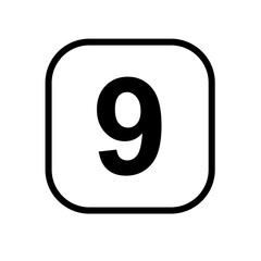 Clean Line Style Number Nine Sign On Rounded Square Shape