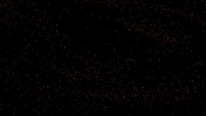 Blurred fire embers sparks on black background . Texture isolated overlays. Concept of particles, sparkles, light and flame.