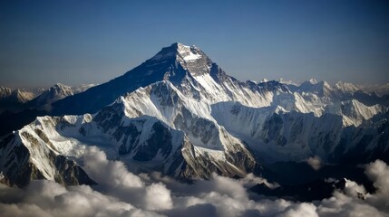 Majestic mountain summit adventure himalayas nature photography serene environment aerial view awe-inspiring landscape