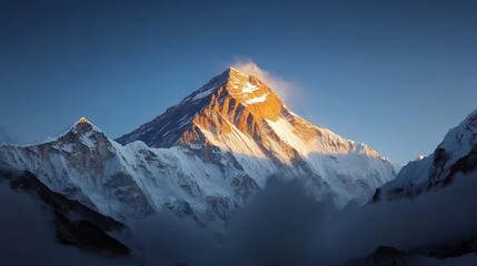 Majestic sunrise over mount everest himalayas nature photography snow-capped peaks serene environment adventure concept for seo impact