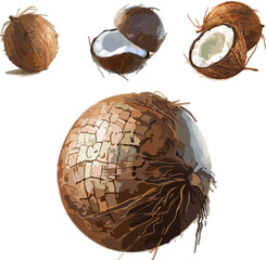 Vectors illustration of coconut fruit in color style no background 