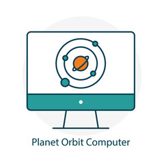 Planetary Orbit Monitor Vector Icon with Editable Stroke