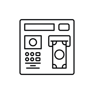black and white atm machine with cash clip art preview