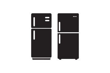 Refrigerator And Freezer Black Icon Set Simple Fridge Silhouette Vector Graphic