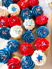 Top View of Red White Blue Cupcakes