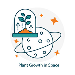 Space Agriculture Growth Vector Icon with Editable Stroke