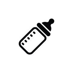 Simple black and white icon of a baby bottle