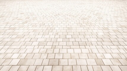 Fototapeta premium A large light-colored brick surface viewed from above, the floor is composed of neatly arranged rectangular tiles and evenly spaced stones, creating a clean environmental atmosphere.