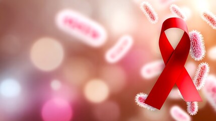 Leprosy Awareness Ribbon With Bacteria Background Highlights the Cause