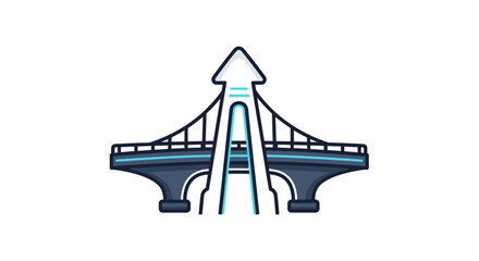 Vector representation of a stylized bridge with an upward arrow accentuating future direction