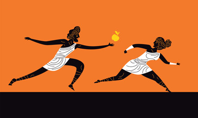 atalanta running with suitor throwing golden apple in race
