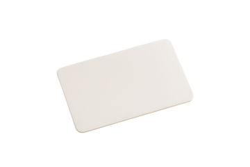 Blank rectangular beige business card with rounded corners isolated on white background, clean minimal layout concept. Ai generative