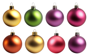 PNG Colorful festive Christmas ornaments, element set on transparent background