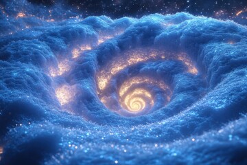 Spiral galaxy with stars and nebulas.