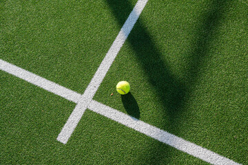 Detail of a tennis ball on the court.