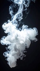 Abstract White Smoke Plume Ascending Against Dark Backdrop In Dramatic Cloudlike Formation A Mesmerizing Display Of Light And Shadow With Ethereal Texture