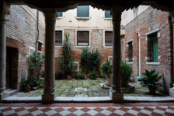Courtyard of an ancient Venetian palace.