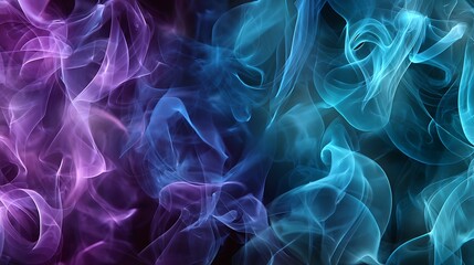 Obraz premium Abstract Colorful Smoke Patterns in Vivid Purple and Blue Against a Dark Background for Creative Design Projects