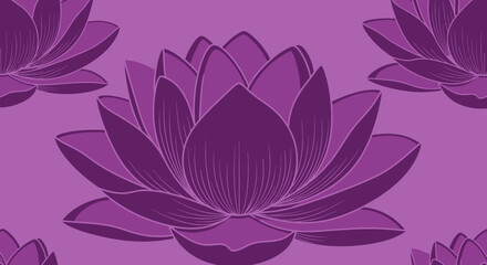 Purple lotus flower pattern, repeating