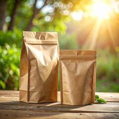 paper bag on the rustic wooden table