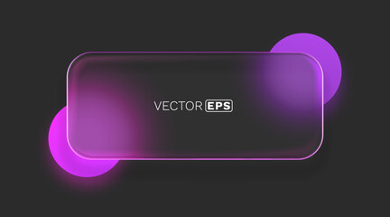 Glass frame with colored spheres on background. Vector illustration