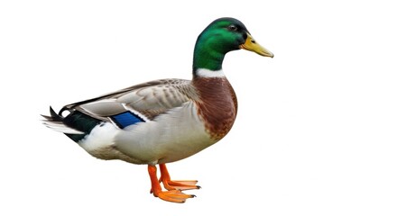 Fototapeta premium Mallard Duck Standing Isolated on White Background