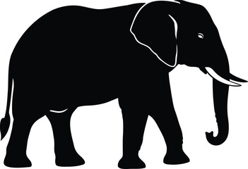 Elephant Silhouette Vector Illustration of Wild African Animal