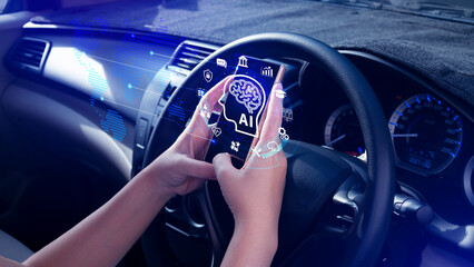 AI or Artificial intelligence business concept, technology business icon and industry digital...