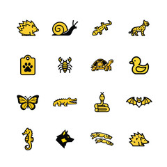 Collection of cartoon animal icons featuring wildlife and pets for digital design and graphics