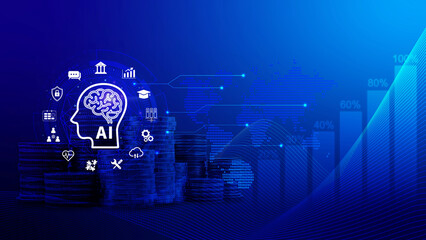 AI or Artificial intelligence business concept, technology business icon and industry digital...