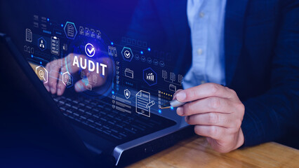 Business Audit concept. check and evaluate financial statement, Financial auditing concept, Audit...
