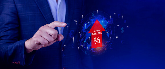 Import tariffs increase concept, Government import tax to boost economy, industrial growth tax,...