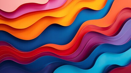 Abstract wavy layers of vibrant colors creating a dynamic and flowing visual composition.